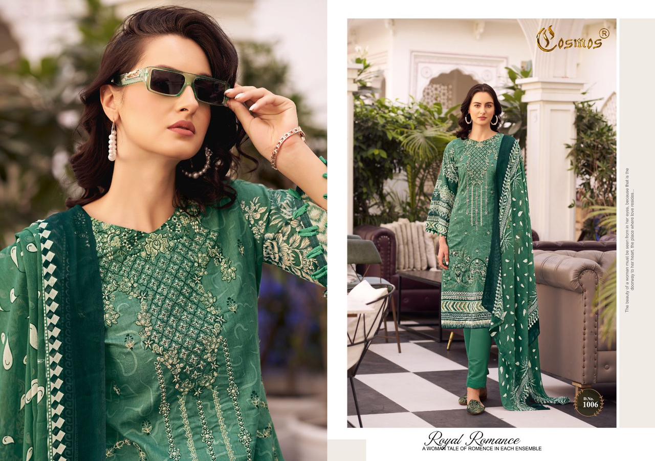 Cosmos Noor Premium Embroidered Vol 1 Cambric Cotton Suits Online Wholesale